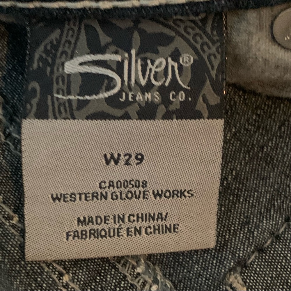 Silver Jeans Size 29 Blue Akio Capri Stretch Embroidered Western Glove Works - Picture 13 of 14